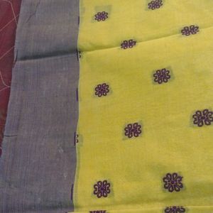 Bengal Yellow Colored Cotton Saree