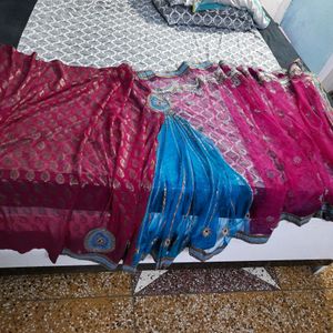 it's lehnga saree half net with broked silk free bei with blouse paticot Juda esesry