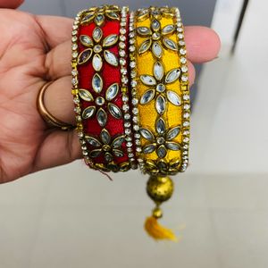 Red And Yellow Traditional Bangles