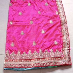 Heavy Embroidery Silk Saree With Blouse