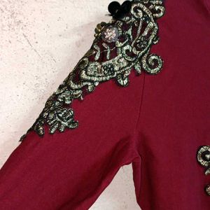 PG Trendy Designer Party Top Flared Maroon