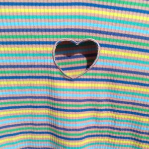 Cute Multicolor Heart Cut Out T-shirt