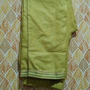 Traditional Mehndi Green Color Kurta Pant And Dupa