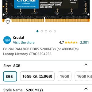 New Sk Hynix DDR5 8 GB Ram [4800mhz]