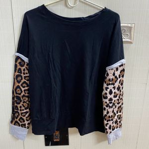 Black Leopard Print Sweatshirt