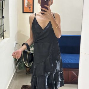 Satin Black Dress Size M To L