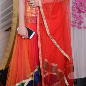 Orange Indo Western Gown