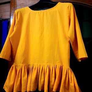 Women Designer Yellow Floral Peplum Top And Tunics