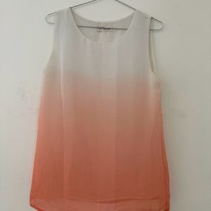 Shaded White And Peach Formal Top