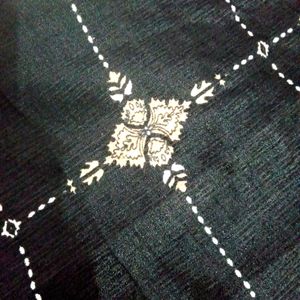 Black Silk Blend Dupatta With Golden Print