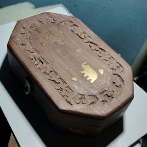 Wooden Jewellery Box Metal Engaving Art Free Gift