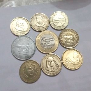 Commemorative Indian Coins-9 Pcs