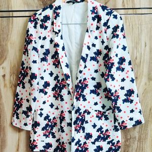 White Printed Coat Size-36