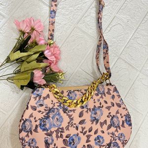 Pink floral Oval sling bag