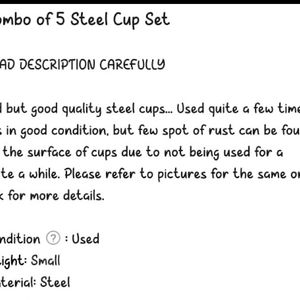 Combo Of 5 Old Stainless Steel Cup Set