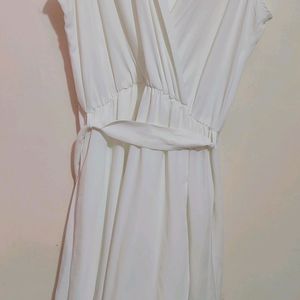 White Cut Sleeves Long Dress For Girl Or Woman