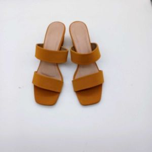 Mustard Yellow Vegan Leather Block Heels 2 Inches.