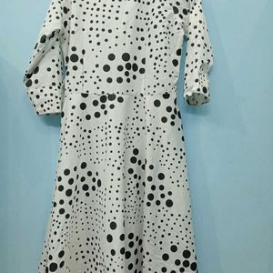 Black Dot Print Dress 34size