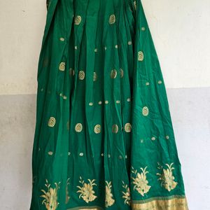 Ethnic Skirt & Blouse Green | Pattupavada