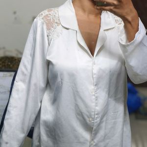 Vera Wang white satin shirt