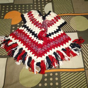 Combo Of Dress And Poncho For Kids Handmade