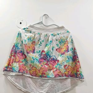 Butterfly Print Multi Colour Assymetric Skirt