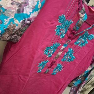 Embroidered Pink Kurta For Early Winter