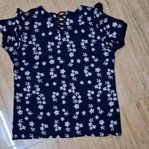 White Flower Design Top