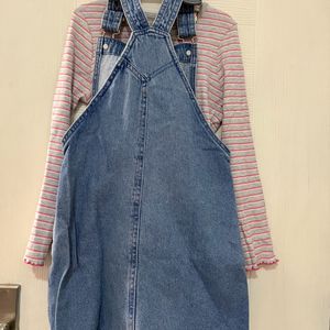 M&S  Tshirt And Denim Dungree Kskirt 6-8 Yr