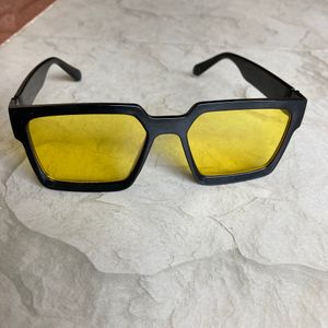 Black Yellow Square Sunglasses