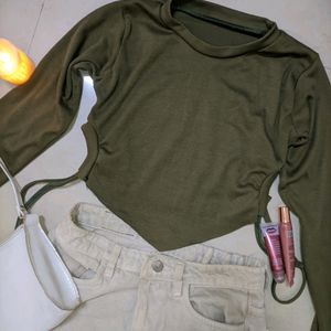 Olive Green Crop Top 💚✨