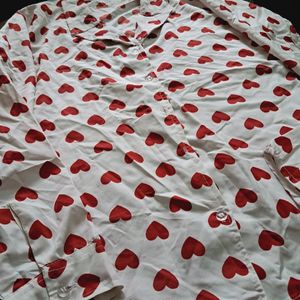 Heart Print White Shirt