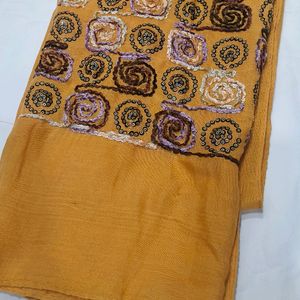 Mustard Embroidery Scarf!!