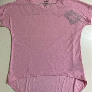 PUMAWomen Solid Round Neck Pink T-Shirt