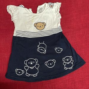 Mee Mee White And Blue Frock For Baby Girl