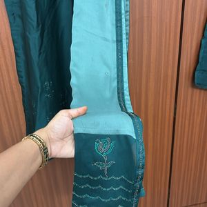 Women Straight Green Pant Suit