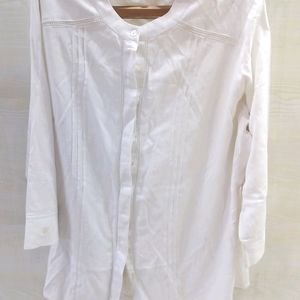 AND White Pleated Top