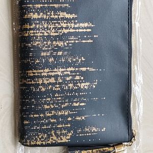 Lakme Black Pouch With Golden Detailing