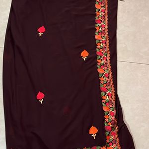 Beautiful Brown Kashmiri Work Saree