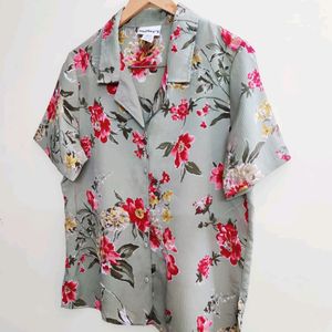 Green Floral Shirt Size-42