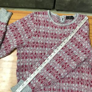 Pink With Grey Woollen Sweater