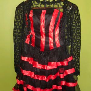 Flared Red And Black Party  DressNew With Tag