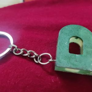 P” Letter Resin Keychain + Ring