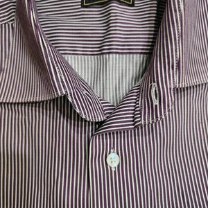 Van Heusen Purple White Striped Formal Shirt