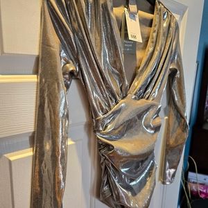 H&M metallic silver body suit