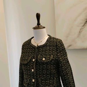 🆕Korean Tweed Cropped Long Sleeve Jacket