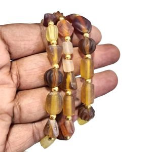 3Pcs Set Matt Finish Brown stretchable bracelets