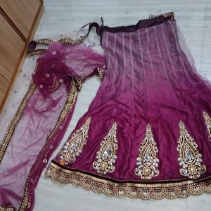 Heavy Work Lehanga Cum Saree With Stitched Blous