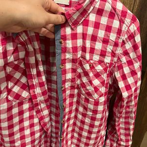 Max Brand,Pink & White Pure Cotton Check Shirt