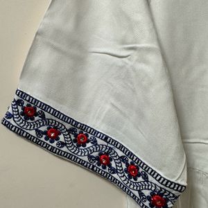 Clearance- Pure White Embroidery Kurtha